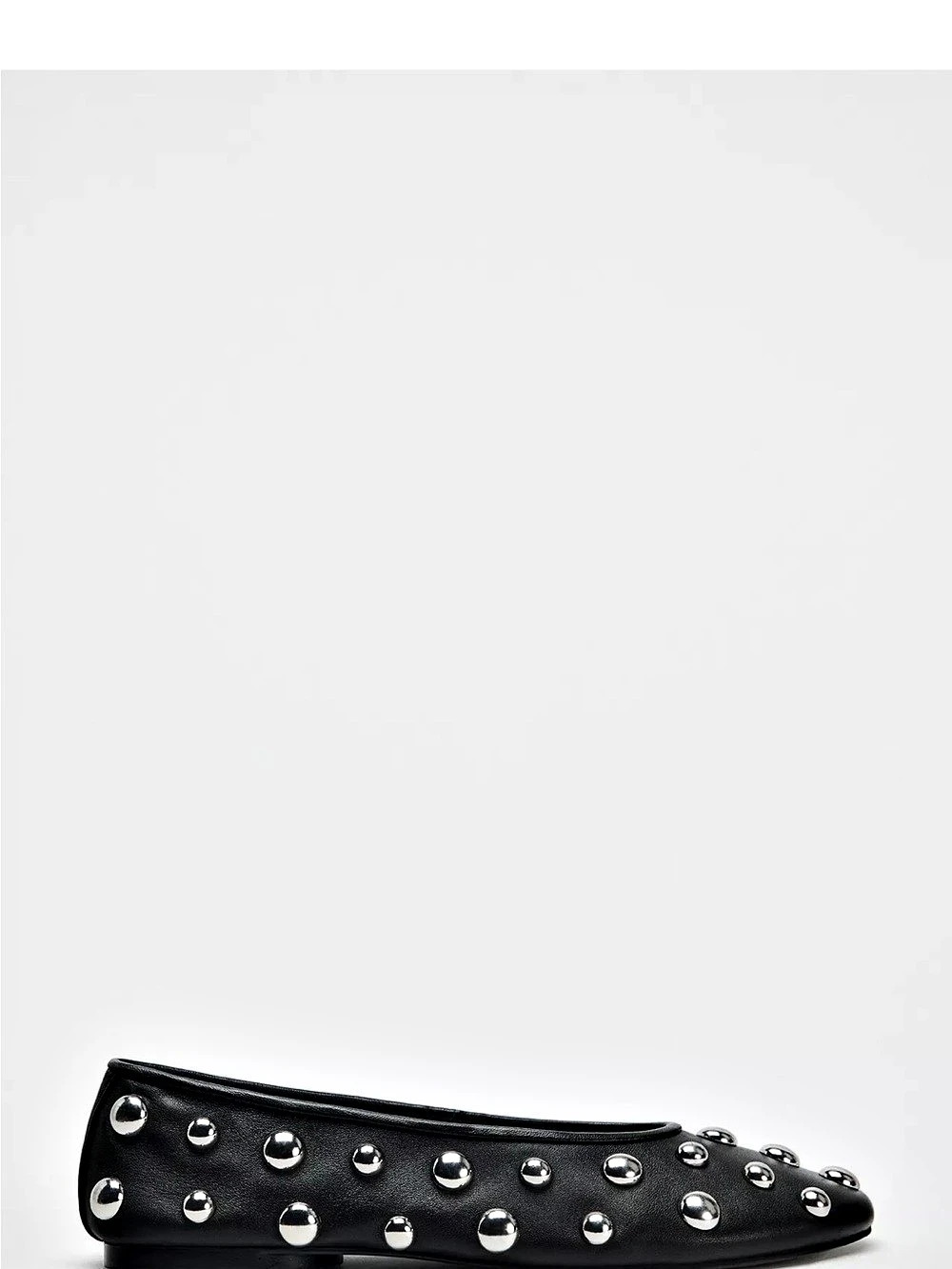 Zara Studded Leather Ballerina Flats Black EU 39